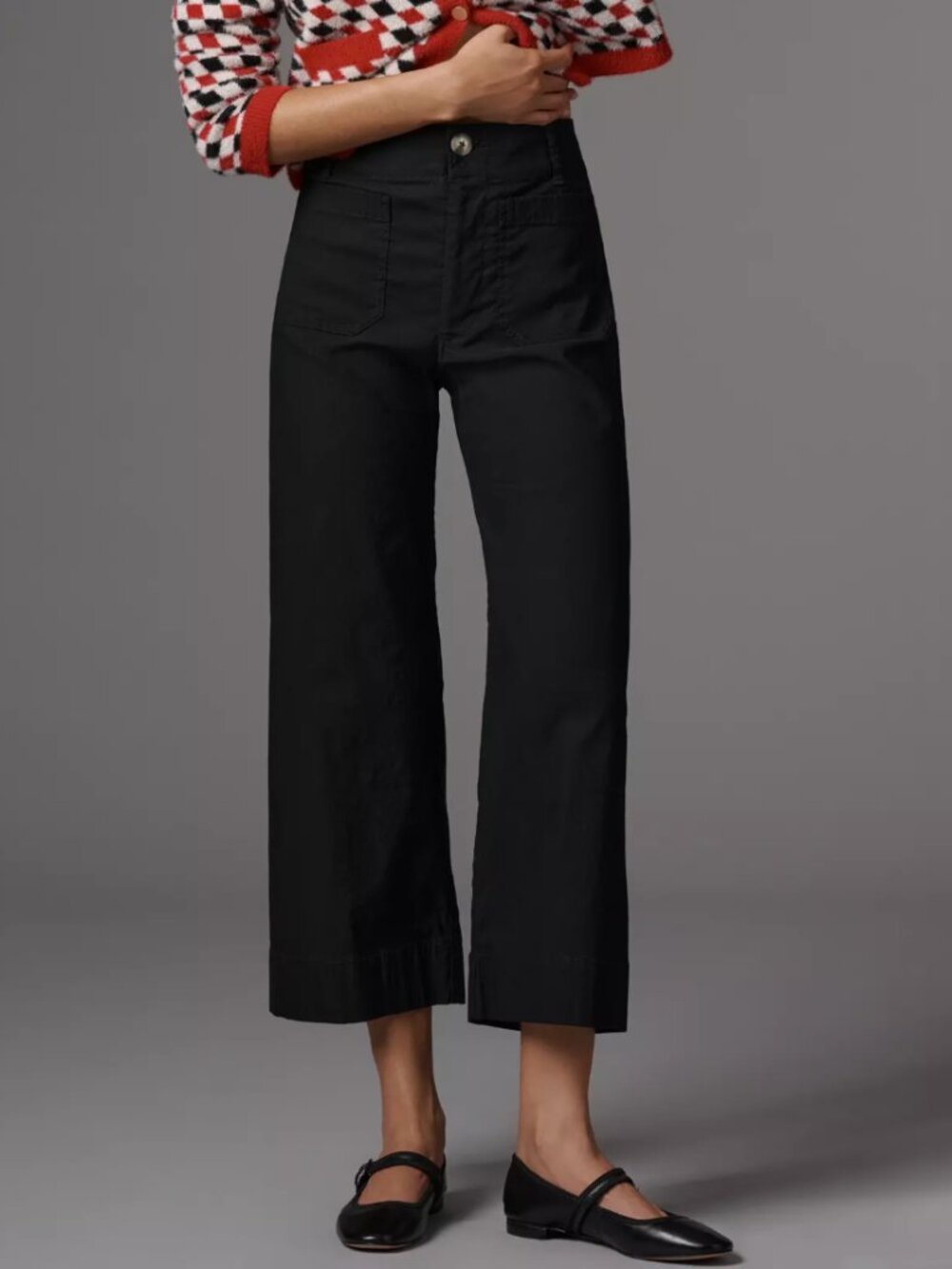 Maeve Colette High-Rise Wide-Leg Pants - Size 25, Black.